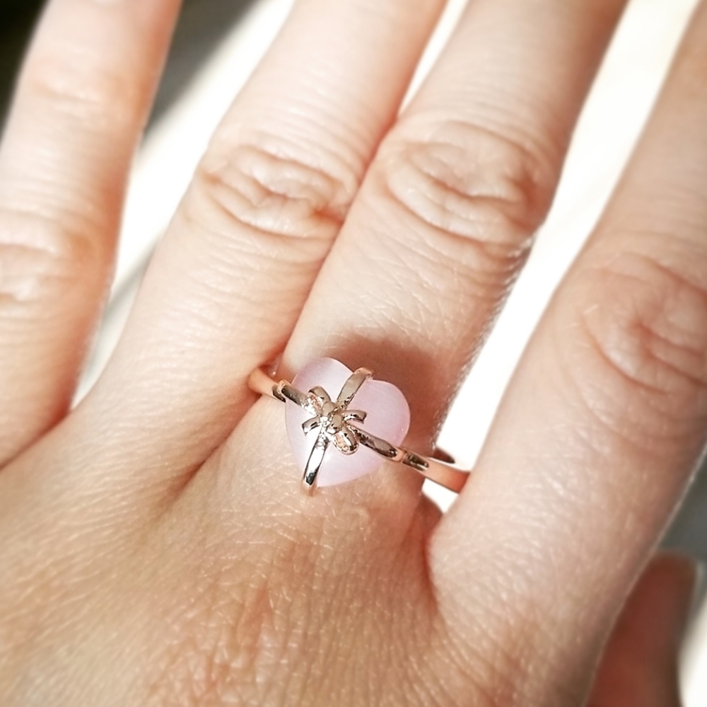 💎NEW💎 18K 925 ROSE QUARTZ GIFT OF MY 💓 RING - Picture 5 of 8